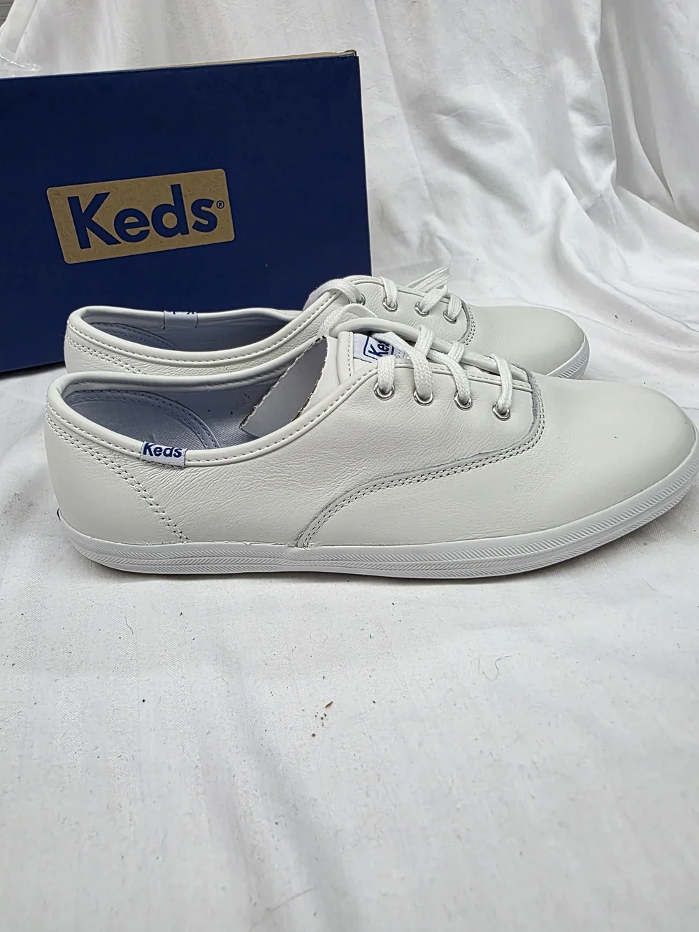 Keds White Leather Lace-Up Sneakers - Picture 6 of 9